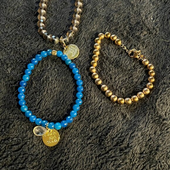 mixed Bracelet Trio – Blue, Copper & Crystal - Picture 3 of 4